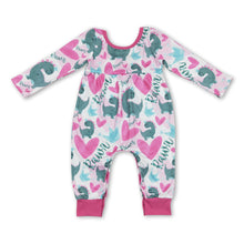 Load image into Gallery viewer, Long sleeves heart dinosaur baby girls valentines shirt