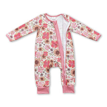 Load image into Gallery viewer, Long sleeves flower baby girls zipper romper