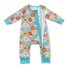 Load image into Gallery viewer, Smile flower long sleeves baby girls zipper romper