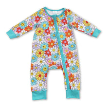Load image into Gallery viewer, Smile flower long sleeves baby girls zipper romper