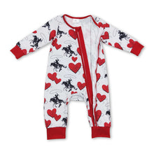 Load image into Gallery viewer, Heart horse rodeo baby kids western valentines romper