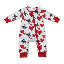 Load image into Gallery viewer, Heart horse rodeo baby kids western valentines romper