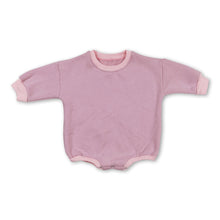 Load image into Gallery viewer, Dark pink long sleeves cotton baby girls sweat romper
