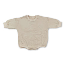 Load image into Gallery viewer, Beige long sleeves cotton baby girls sweat romper