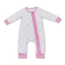 Load image into Gallery viewer, Pink long sleeves bow baby girls zipper romper
