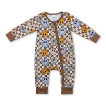 Load image into Gallery viewer, Long sleeves smile plaid baby kids zipper romper