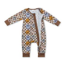 Load image into Gallery viewer, Long sleeves smile plaid baby kids zipper romper