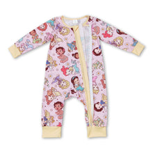 Load image into Gallery viewer, Long sleeves floral princess baby girls zipper romper