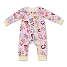 Load image into Gallery viewer, Long sleeves floral princess baby girls zipper romper