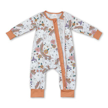 Load image into Gallery viewer, Ghost rainbow floral baby girls Halloween zipper romper