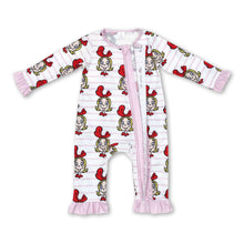 Load image into Gallery viewer, Pink stripe long sleeves baby girls Christmas zipper romper