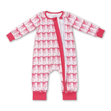 Load image into Gallery viewer, Long sleeves pink bow baby girls zipper romper