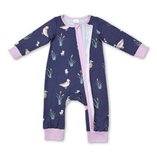 Load image into Gallery viewer, Long sleeves pink duck baby girls zipper romper