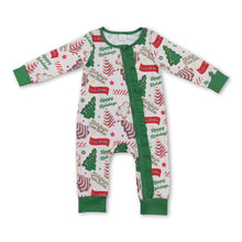 Load image into Gallery viewer, Christmas tree cake gingerbread baby girls zipper romper