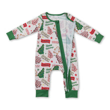 Load image into Gallery viewer, Christmas tree cake gingerbread baby girls zipper romper