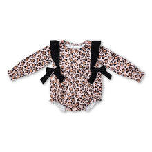 Load image into Gallery viewer, Long sleeves leopard bow baby girls fall romper