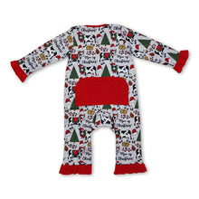 Load image into Gallery viewer, Long sleeves Christmas tree cows baby girls zipper romper