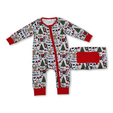 Load image into Gallery viewer, Long sleeves Christmas tree cows baby boys zipper romper