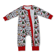 Load image into Gallery viewer, Long sleeves Christmas tree cows baby boys zipper romper