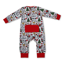 Load image into Gallery viewer, Long sleeves Christmas tree cows baby boys zipper romper