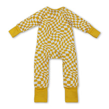 Load image into Gallery viewer, Long sleeves yellow plaid baby kids zipper sleeper