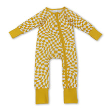 Load image into Gallery viewer, Long sleeves yellow plaid baby kids zipper sleeper