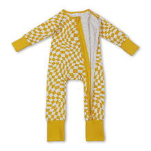 Load image into Gallery viewer, Long sleeves yellow plaid baby kids zipper sleeper