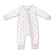 Load image into Gallery viewer, Pink long sleeves dog baby girls zipper romper