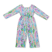 Load image into Gallery viewer, Long sleeves watercolor floral baby girls jumpsuit