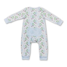 Load image into Gallery viewer, Light blue santa ruffle baby boys zipper Christmas romper