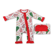 Load image into Gallery viewer, Christmas tree cake gingerbread baby girls zipper romper