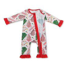 Load image into Gallery viewer, Christmas tree cake gingerbread baby girls zipper romper
