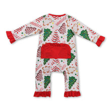 Load image into Gallery viewer, Christmas tree cake gingerbread baby girls zipper romper
