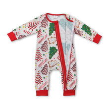 Load image into Gallery viewer, Christmas tree cake gingerbread baby boy zipper romper