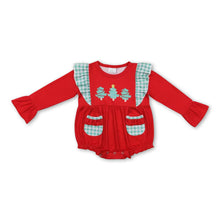 Load image into Gallery viewer, Red long sleeves Christmas tree baby girls romper