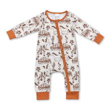 Load image into Gallery viewer, Long sleeves horse cactus baby kids western zipper romper