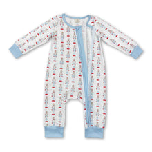 Load image into Gallery viewer, Light blue king ballet baby boy Christmas romper