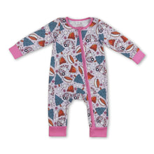 Load image into Gallery viewer, Floral camping long sleeves cookie baby girls zipper romper