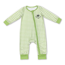 Load image into Gallery viewer, Green face plaid long sleeves baby Christmas romper