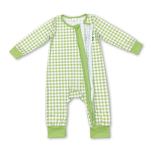 Load image into Gallery viewer, Green face plaid long sleeves baby Christmas romper