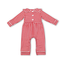 Load image into Gallery viewer, Red plaid long sleeves santa baby boy Christmas romper
