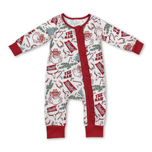 Load image into Gallery viewer, Santa cactus Christmas tree ruffle baby girls zipper romper