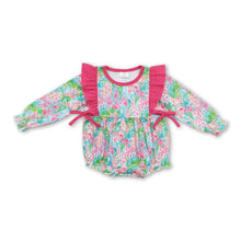 Load image into Gallery viewer, Hot pink floral long sleeves baby girls romper