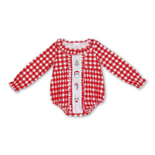 Load image into Gallery viewer, Plaid santa deer candy cane baby girls Christmas romper