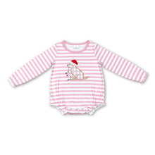 Load image into Gallery viewer, Pink stripe dog Christmas lighting baby girls romper