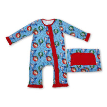 Load image into Gallery viewer, Long sleeves jingle bell dog baby girls Christmas zipper romper