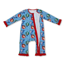 Load image into Gallery viewer, Long sleeves jingle bell dog baby girls Christmas zipper romper