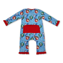 Load image into Gallery viewer, Long sleeves jingle bell dog baby girls Christmas zipper romper