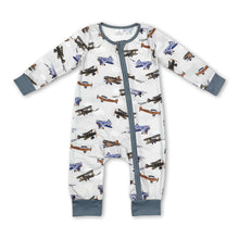 Load image into Gallery viewer, Long sleeves airplane baby boy zipper romper