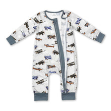 Load image into Gallery viewer, Long sleeves airplane baby boy zipper romper
